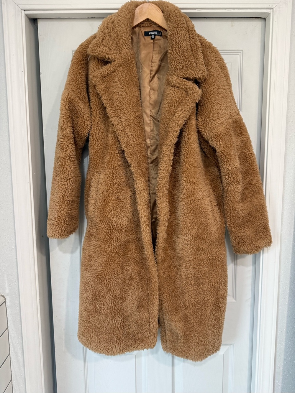 Missguided+ Camel Teddy Faux Shearling Coat